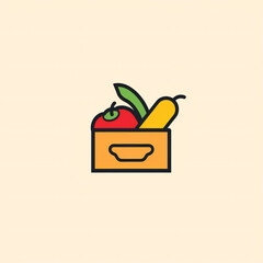 Simple line art flat logo minimalist style vegetables, circulation, fashion, health, super simple Generative AI 