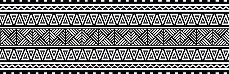 Polynesian isolated ethnic tribal tattoo band. Tribal  pattern maori tattoo border. Tattoo tribal fore arm bracelet design. Fabric seamless isolated hawaiian pattern on transparent background. - obrazy, fototapety, plakaty