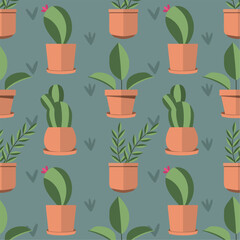 Indoor plant icons Pattern background Vector