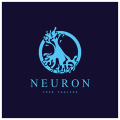 Neuron logo or nerve cell logo design,molecule logo illustration template icon with vector concept