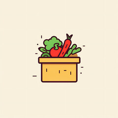 Simple line art flat logo minimalist style vegetables, circulation, fashion, health, super simple Generative AI 