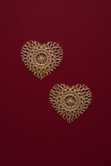 The hearts are made of straw. Decor for Valentine's Day