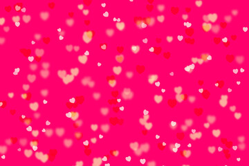 Romantic bright pink background with hearts, large abstract banner on Valentine's Day. Flying hearts on bright background.