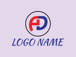 ad letter logo vector template