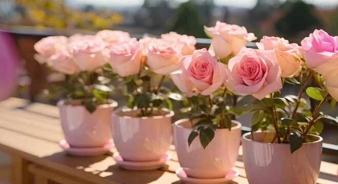 roses in pots footage