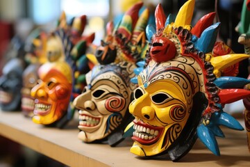 Fototapeta premium Realistic Masks Capturing The Essence Of Colombian Festivities