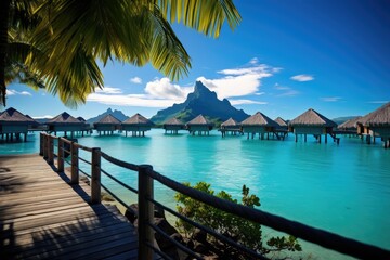 Picturesque Lagoon In Bora Bora With Stunning Overwater Bungalows
