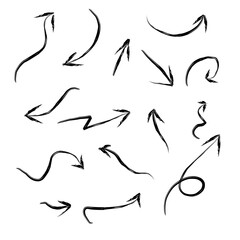 Vector Illustration of Arrow icon set rough strokes. Hand drawn doodle style arrow