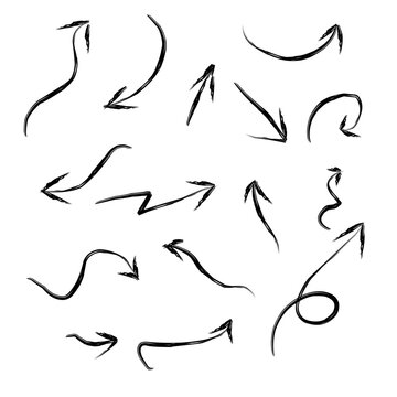 Vector Illustration of Arrow icon set rough strokes. Hand drawn doodle style arrow