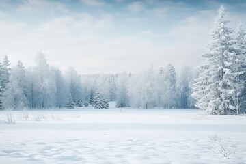 Fototapeta premium Enchanted Winter Forest: Featuring A Christmas Tree And Ample Copy Space