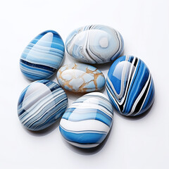 Glossy striped blue color stones with view