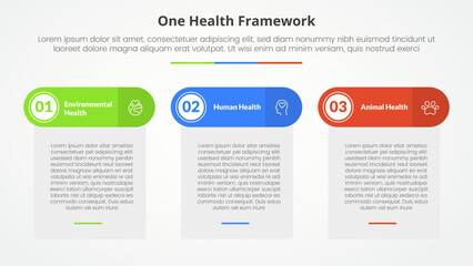 one health infographic concept for slide presentation with table box and round header with 3 point list with flat style - obrazy, fototapety, plakaty