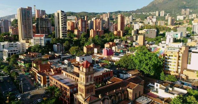 Aerial footage for the different landmarks of Medellin city.