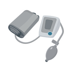 Automatic medical tonometer for determining blood pressure isolated white background. Sphygmomanometer. Measuring heart rate. Diagnostic device, measuring equipment. Vector illustration.