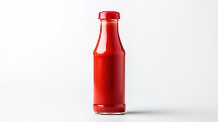 Bottle of ketchup, a popular tomato-based condiment used to enhance the flavor of various dishes, isolated on a white background