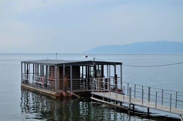 Bridge and pier on the lake.