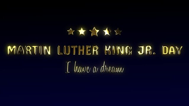 Martin Luther King Day gold animated lettering text gold handwriting mlk day star