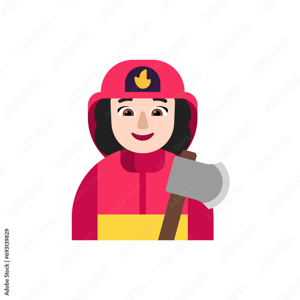 Sticker woman firefighter: light skin tone