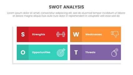 swot analysis concept with rectangle matrix structure shape for infographic template banner with four point list information