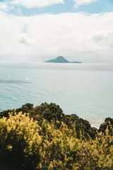 Foto op Canvas Whakaari / White Island that erupted in 2019 seen from Ohope beach in New Zealand. © Sam