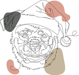 Rottweiler head, vector portrait with one continuous line