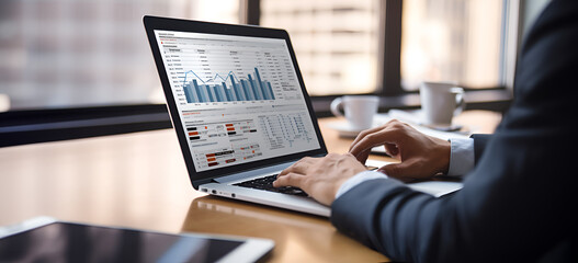 businessman working on laptop computer in office, ai technology developement