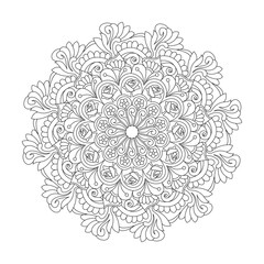 Adult celestial whirls mandala coloring book page for kdp book interior.