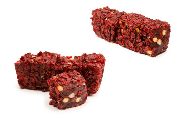 Sweet roll with pomegranate and nuts, turkish sweets.