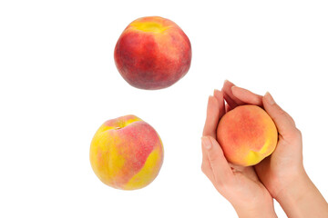 Peach isolated on white background.