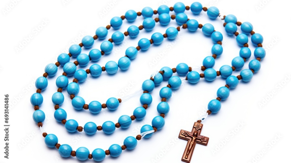Aufkleber a rosary with a cross on it and a cross on the end of the bead is laying on a white surface the rosa