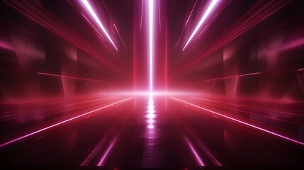 3D Render of Burgundy Light Rays. Abstract Background