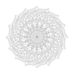 Fototapeta premium Mandala infinite circles coloring book page for kdp book interior