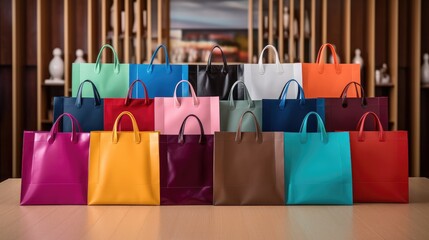 variety of multi-colored bags for sales and promotions.