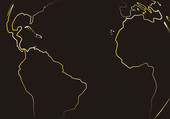 Fondo mapa mundi en trazo dorado © Montsilus