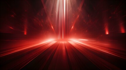 3D Render of Dark Red Light Rays. Abstract Background
