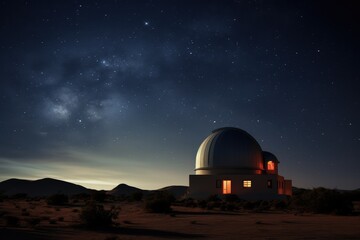 Fototapeta na wymiar Astronomical Observatory in the Desert at Nightfall