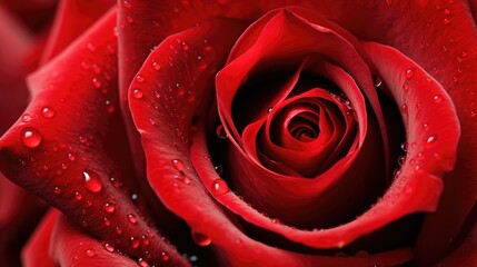 extreme close-up of a red rose, capturing nature's elegance.
