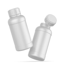 Blank pill container jar bottle template, 3d illustration.