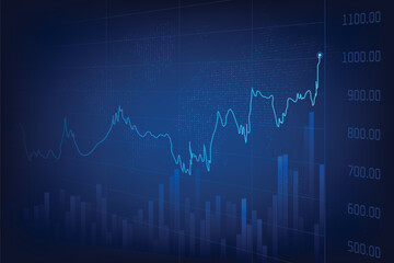 Naklejka premium global financial economic trends, stock market growth concept on blue background with world map