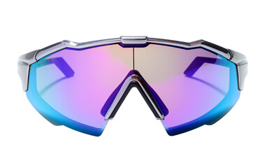 Futuristic Shield Sunglasses: Unveiling Iridescent Lens Elegance Isolated on Transparent Background PNG.