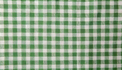 Green and white checkered tablecloth texture