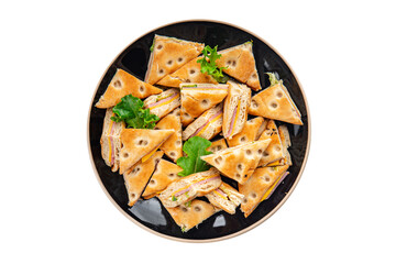 sandwich ham cheese meat plate snack fresh appetizer meal food snack on the table copy space food background rustic top view