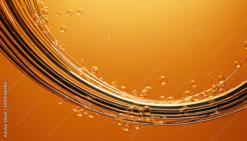 Poster a group of bubbles floating in the air on an orange background with a yellow circle in the middle of