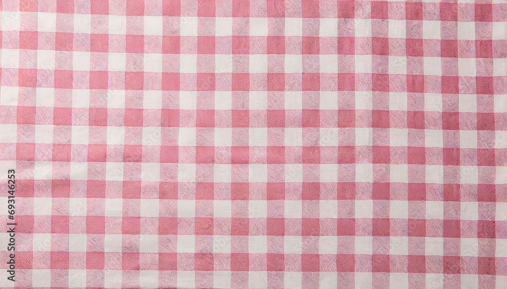 Wall mural Pink and white checkered tablecloth texture