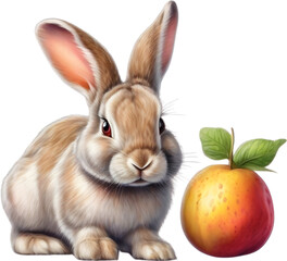 Fototapeta na wymiar A close-up image of a colorful rabbit and fruits. 