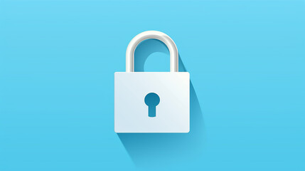 Fototapeta premium White simple vector lock symbol on a light blue background