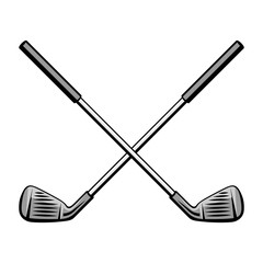 Golf sticks illustration. Sport club item or symbol.