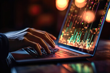 Digital command, Businessman at the computer, navigating the realms of technology and strategy in this dynamic stock photo of corporate prowess.