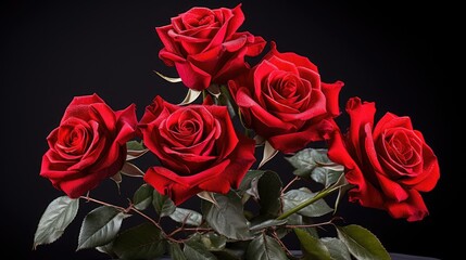 red rose flowers isolated on white, representing the romantic beauty of nature's masterpiece.