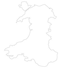 Wales map. Map of Wales in white color